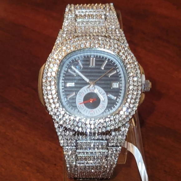 Mens Luxury Hiphop Full Ice Simulated Diamonds (CZ) Quartz Movement Watch - Picture 11 of 11
